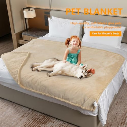 Waterproof Dog Bed Cover 85x57in Pet Blanket for Big Dogs Reversible Pets Couch Blankets for Puppy Fluffy Cream Sherpa Fleece Sofa Leakproof Covers for Cat Warm Washable-XL - Image 5