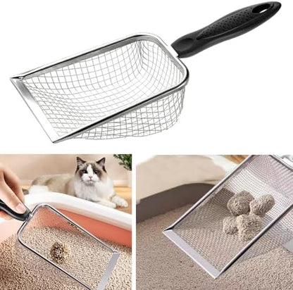 Cat Litter Scoop, Stainless Steel Cats Sturdy Mesh Scooper Kitty Metal Scooper Long Handle Scooper Shovel Sifter for All Litter Types Metal Cat Scooper for Litter Box - Image 6