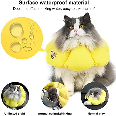 HiDREAM Cat Cone Collar,Cute Waterproof Elizabethan e Collar for Cats,Anti-Bite Lick Wound Healing Safety Cat Recovery Collar,Yellow Flower All-Season Style - Image 2