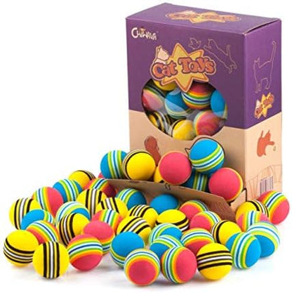 CHIWAVA 45PCS 1.7'' Foam Cat Toy Ball Rainbow Color Kitten Quiet Play Balls - Image 6