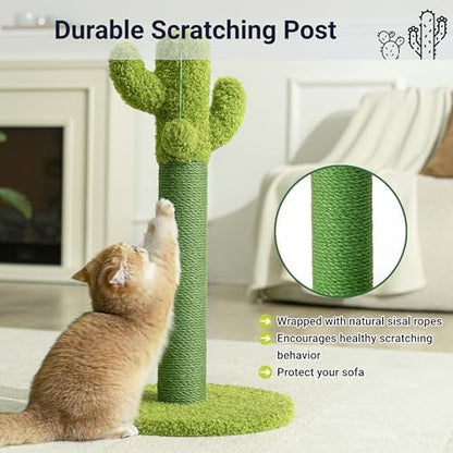 Happi N Pets Cactus Cat Tree, Cactus Cat Scratching Post with Toys - Image 4