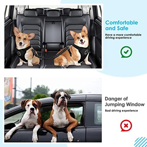 SlowTon Double Dog Seat Belt for Car with Elastic Bungee Buffer, Adjustable - Image 5