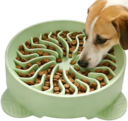 Nalchios Silicone Slow Feeder Dog Bowl, Anti-Choking Slow Eating Pet Bowl for Dogs Cats, Non-Slip, BPA-Free, Easy to Clean, Interactive Feeding for Puppies Kittens Small Medium Large Breeds (Green) by NalchoisSiliconeBakeware
