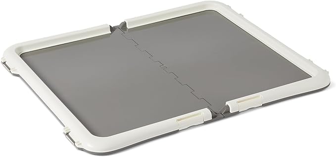 Amazon Basics Dog Training Pad Holder with Secured Latches, Extra Thick and Non-Slip Base, Recycled Plastic, 28 x 34 inch, Large, White and Charcoal