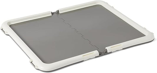 Amazon Basics Dog Training Pad Holder with Secured Latches, Extra Thick and Non-Slip Base, Recycled Plastic, 28 x 34 inch, Large, White and Charcoal
