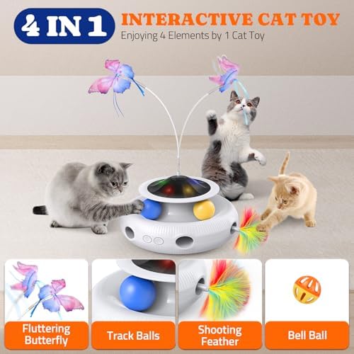 Pawtners Cat Toys, Automatic Interactive Kitten Toys for Indoor Cats, White - Image 2