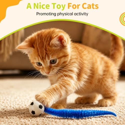SHENGSEN Bouncy Ball with Tail Cat Toys 3 Pieces - Image 2