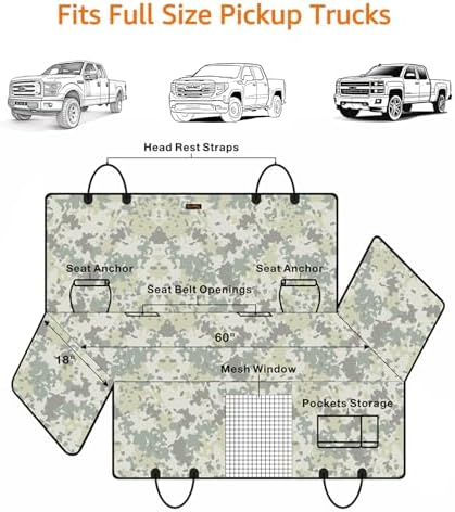 Truck Seat Cover for Dogs Waterproof 900D Soft Back Seat Cover for Crew Cab Protects Vehicle from Dog Hair, Scratches, Dirt Durable Rear Seat Cover for Pickup Truck F150 F250 Ram GMC 1500 2500 - Image 7