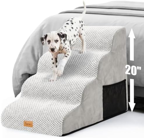 Topmart High Density Foam Dog Steps 4 Tiers, Extra Wide Deep Pet Steps by Topmart