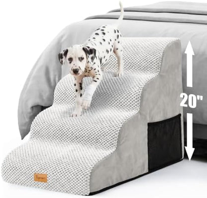 Topmart High Density Foam Dog Steps 4 Tiers, Extra Wide Deep Pet Steps by Topmart