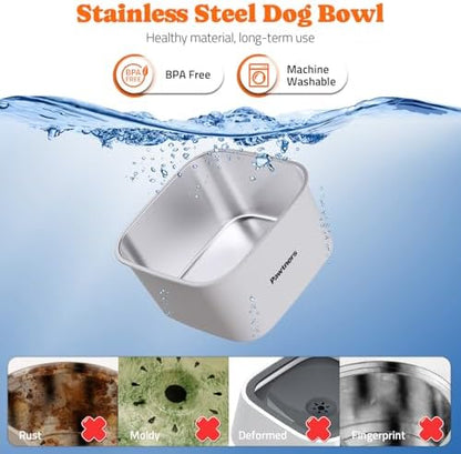 Pawtners Stainless Steel Dog Water Bowl No Spill, 152oz/4.5L, White - Image 3