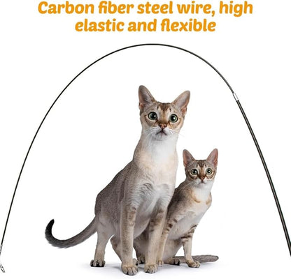 MiOYOOW Cat Toys Wand, Retractable Cat Rod 3-Section Interactive Cat Toys with EVA Non-Slip Handle for Indoor Cats Kittens(Not Include Replacement)