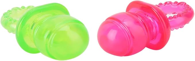 Jiawu Dog Pacifier Chew Toy, 2Pcs Pet Puppy Molar Chewing Teeth Cleaning Toy with Built-in Sounder for Small Medium Dogs (Red+Green)