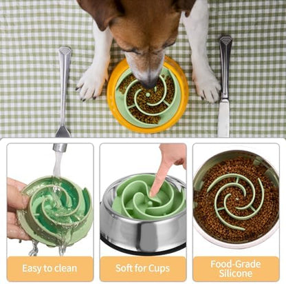 Slow Feeder Dog Bowls Insert, Bestalk Soft Silicone Slow Eating Feeder Insert with Suction Cups for Small, Medium and Large Dogs, Fit into Basic and Elevated Dog Bowls, Green - Image 4