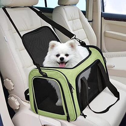 Henkelion Pet Carrier for Small Medium Cats Dogs Puppies up to 15 Lbs, Airline Approved Small Dog Carrier Soft Sided, Collapsible Travel Puppy Carrier - Green - Image 5