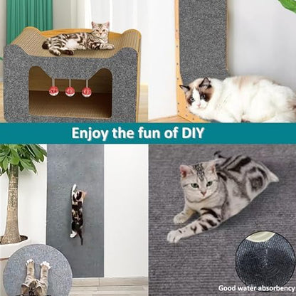 Cat Scratching Mat self-Adhesive, 78.7"x15.8" Cat Carpet Remnants, DIY Climbing Cat Scratcher, Cat Scratch Furniture Protector (Dark Gray) - Image 6