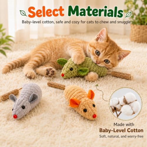 Cat Mouse Toy, 3-Piece Set of Catnip Mice, Interactive Cat Toy for Kittens - Image 5
