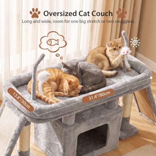 Heybly Cat Tree Extra-Long & Stable 2 Adjustable Scratch Boards HCT210SW - Image 2