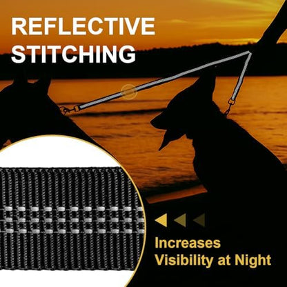 MingXpet Double Dog Leash for Two Dogs, No Pull Dog Leash, 360° Swivel No Tangle for Large Dogs Walking & Training, Shock Absorbing Reflective Bungee, Black - Image 5