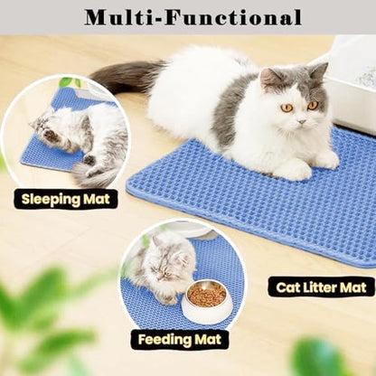 Cat Litter Mat, Double Layer Cat Litter Box Mat (45x26 Inch, Blue) - Image 6