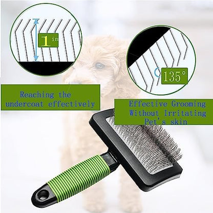Dog Slicker Brush - Large Grooming Brushes for Dogs and Cats - Professional Groomer Supplies for Long Hair Pet - Slicker Brush For Goldendoodles-Easy To Use - Comfortable - Removes Long and Loose Hair - Image 2