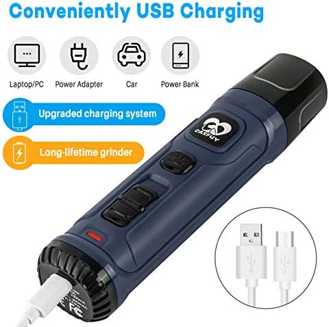 Casfuy Dog Nail Grinder with 2 LED Light - New Version 2-Speed Powerful Electric Pet Nail Trimmer Professional Quiet Painless Paws Grooming & Smoothing for Small Medium Large Dogs and Cats (Blue) - Image 7