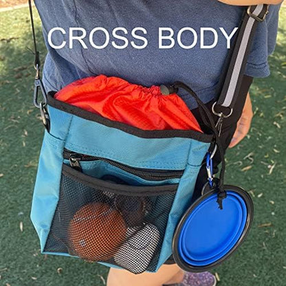 Jalousie Dog Training Pouch with Training Clicker and Water Bowl - 5 Ways to Wear - Carry Toys, Treats for Positive Reinforcement - Built-in Poop Bag Dispenser (Grey) - Image 4