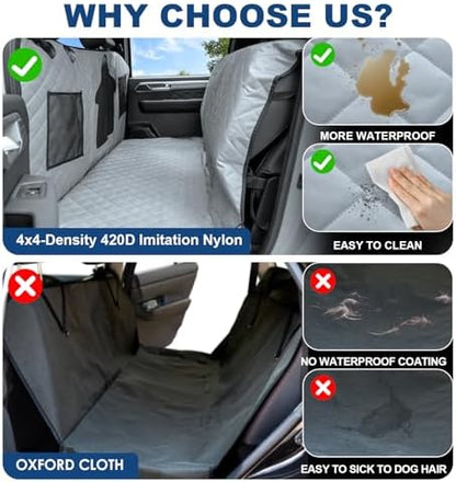Dog Car Seat Cover for Back Seat - Waterproof Pet Hammock with Embedded Insert Door Protectors (XLarge for Crew Cab Truck with Fold‑Up Seat) - Image 6