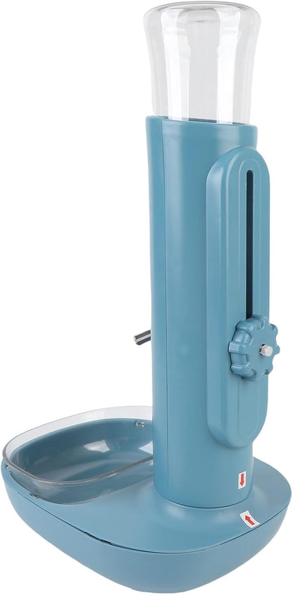 Pet Standing Water Dispenser Cat Dog Standing Bowl with Detachable Pole Automatically Feeding Water Height Adjustable for Cage, Crate (Blue)