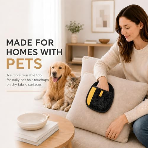 2 Pack Pet Hair Removal Glove for Couch, Reusable Dog Cat Fur Mitt - Image 7
