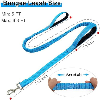 5FT Bungee Dog Leash with 2 Handles, Reflective Nylon Traffic Leash - Image 5