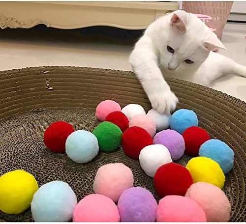 Andiker Cat Pompom Balls, 30pcs Cat's Ball Toys 1.2 Inches Colorful Kitten Pom Pom Balls Lightweight Indoor Kitten Interactive Playing Quiet Ball Cat Toys for Indoor Cats to Do More Exercise (2.5cm) - Image 3