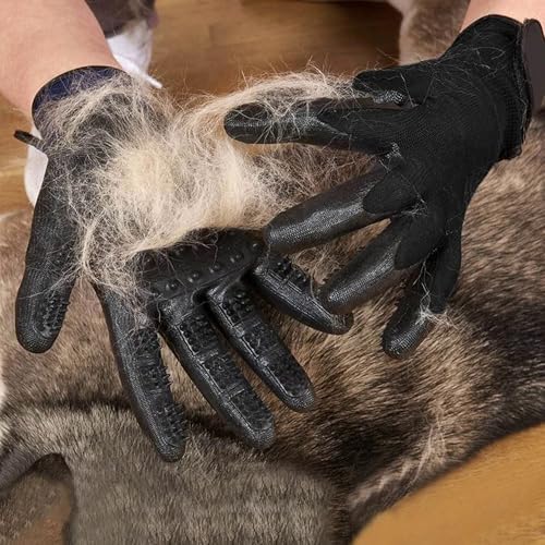Pet Grooming Glove – Patented Rubber-Massage Shedding Bath & Hair Remover for Dogs, Cats & Livestock – Lightweight, Flexible, Secure Fit (Black) - Image 3