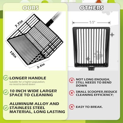 EXPAWLORER Large Chicken Poop Scooper, Adjustable Pet Coop Rake with Stainless Steel Long Handle, Heavy Duty Litter Sifting Sand Sifter Shovel Cleaning Tool Cat Chicken Coop Accessories (22"-68") - Image 7