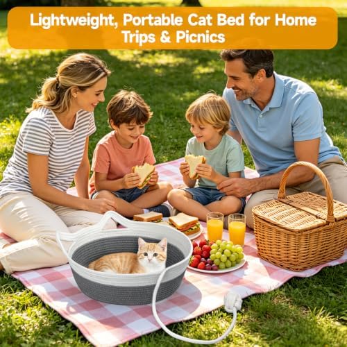 Cotton Rope Woven Cat Bed Basket, Cat Beds for Indoor Cats - Image 5