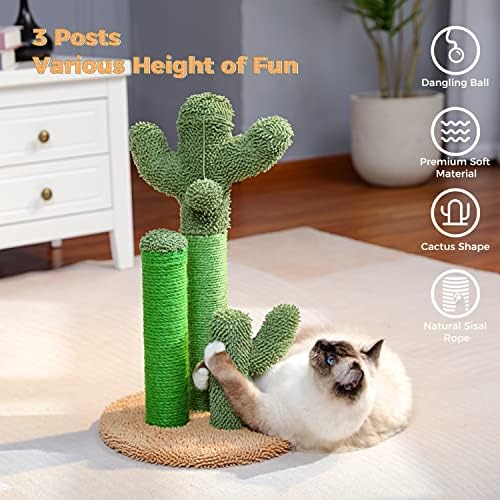 PAWZ Road Cactus Cat Scratching Post 23”Cat Scratcher with Toy Ball - Image 4