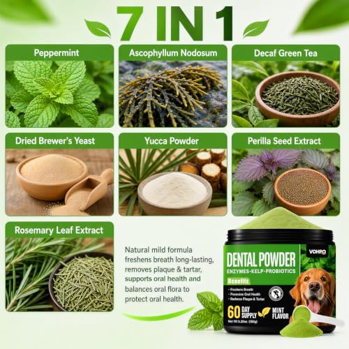 Enzymatic Dog Dental Powder, Mint Dog Teeth Cleaning Plaque Off Powder-150g - Image 6
