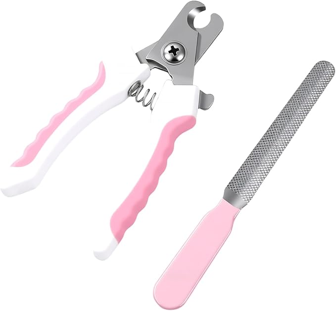 Dog Nail Clippers for Large Dogs, Pet Nail Clipper Kit for Small & Large Dogs & Cats，Dog Nail Clippers for Dogs and Cats - Safe and Easy to Use，Professional Dog & Cat Nail Trimmers (Pink)
