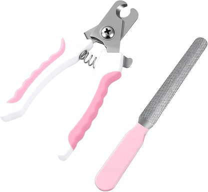 Dog Nail Clippers for Large Dogs, Pet Nail Clipper Kit for Small & Large Dogs & Cats，Dog Nail Clippers for Dogs and Cats - Safe and Easy to Use，Professional Dog & Cat Nail Trimmers (Pink)