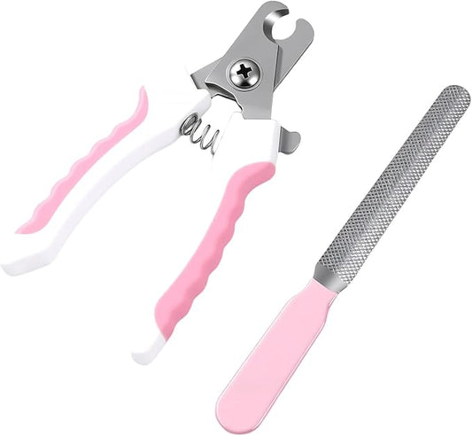 Dog Nail Clippers for Large Dogs, Pet Nail Clipper Kit for Small & Large Dogs & Cats，Dog Nail Clippers for Dogs and Cats - Safe and Easy to Use，Professional Dog & Cat Nail Trimmers (Pink)