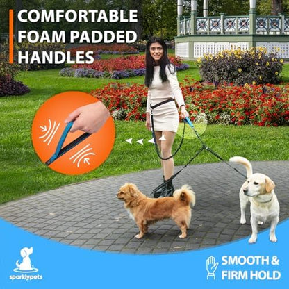 SparklyPets Hands Free Dual Dog Leash, Small (Blue) - Image 5