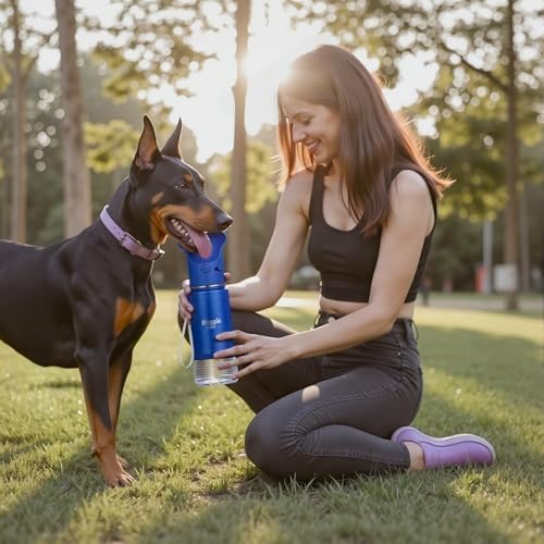 Stainless Steel Dog Travel Water Bottle, Vacuum Insulated Portable Dog Water Dispenser, Drink Cup and Snack Container On The Go, Outdoor Walking, Hiking, Travel (Cobalt) - Image 4