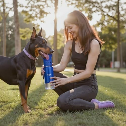 Stainless Steel Dog Travel Water Bottle, Vacuum Insulated Portable Dog Water Dispenser, Drink Cup and Snack Container On The Go, Outdoor Walking, Hiking, Travel (Cobalt) - Image 4