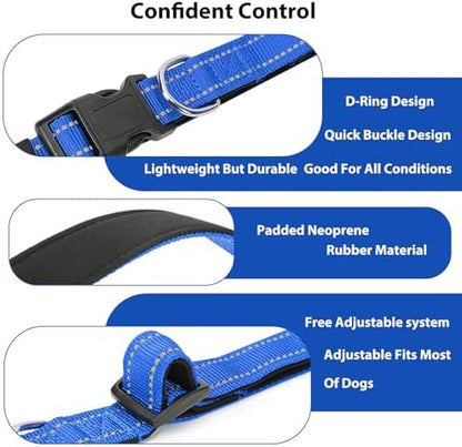 Reflective Dog Collar, Adjustable Nylon for Large Dogs,Blue - Image 4