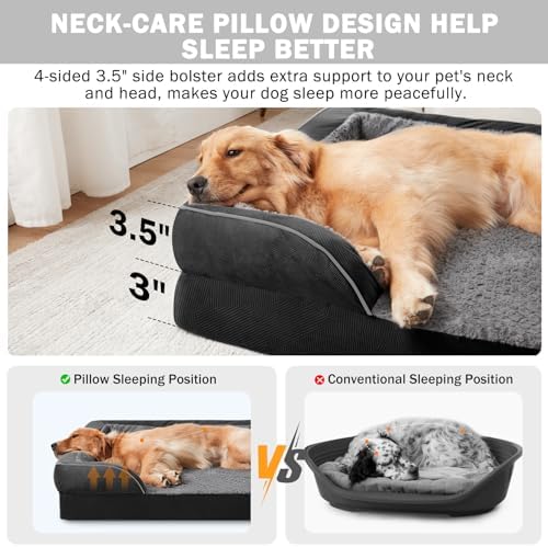 INVENHO Orthopedic Dog Bed for Large Dogs, Washable Waterproof, Egg-Crate Foam Dog Couch Bed with Washable Removable Cover, Waterproof Lining and Nonskid Bottom - Image 5