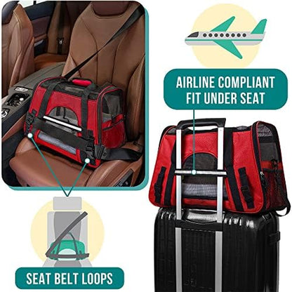 PetAmi Airline Approved Pet Carrier for Cats & Small Dogs, Large, Red - Image 6