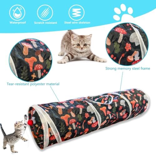 Cat Tunnel, 2-Way Cat Tunnels for Indoor Cats, Collapsible Cat Play Tunnel, Interactive Toy Maze Cat House with 2 Play Ball for Cats, Puppy, Kitty, Kitten, Rabbit - Image 6
