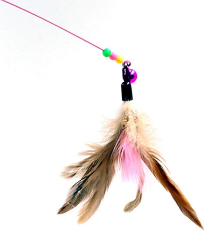 MoonyLI Cat Toy Feather Wand with Bell Funny Interactive Play Cat Toy