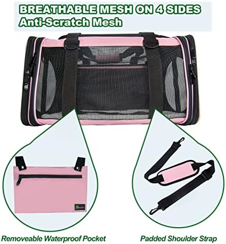 Soft-Sided Pet Carrier for Cats Small Dogs of 15 Lbs Medium Pink - Image 6