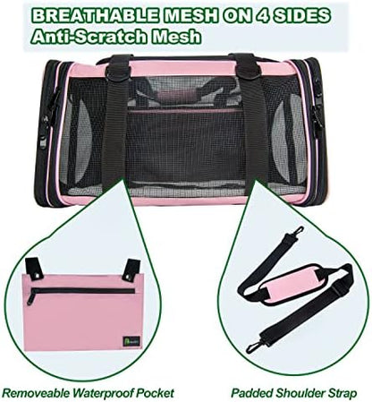 Soft-Sided Pet Carrier for Cats Small Dogs of 15 Lbs Medium Pink - Image 6